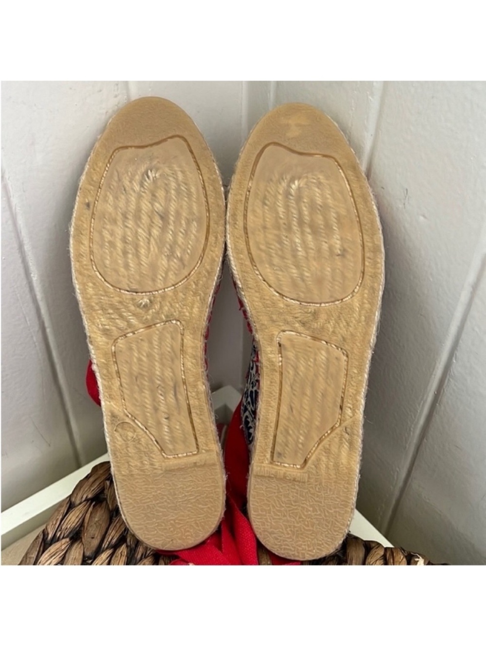 NIB Brooks Brothers Lace Up Espadrilles in French Toile Indigo Print - Picture 7 of 16